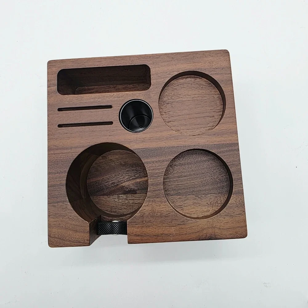 KNODOS Walnut 58mm Espresso Tamper Station Portafilter Holder Organizer Stand